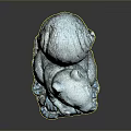 Gray Squirrel Statue Holding Food With Front Paws On Mossy Stone Base For Garden Decoration