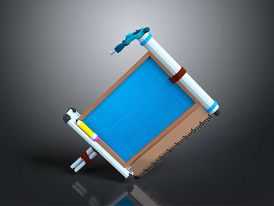 Professional Computer Drawing Tablet With Blue Drawing Area and Essential Drawing Tools for Digital Art 3d model