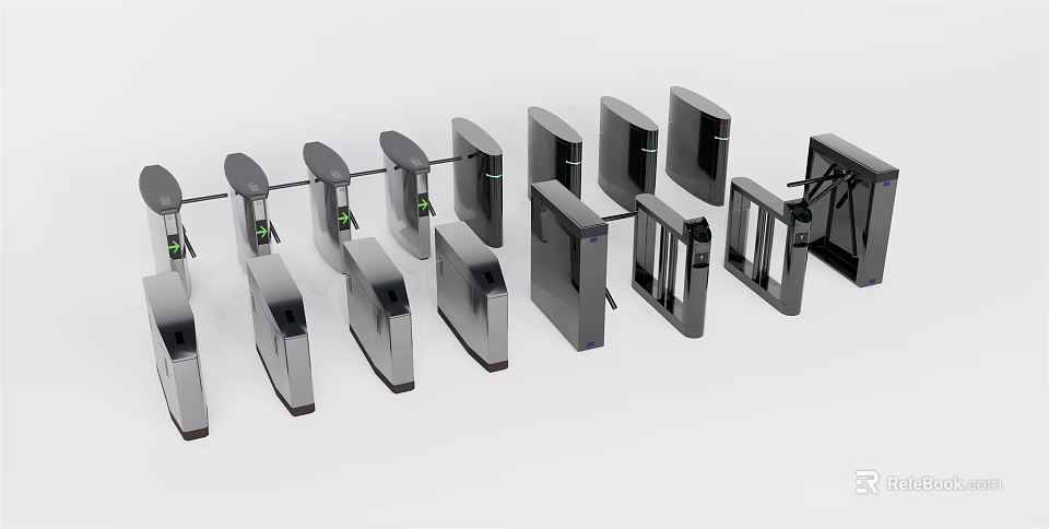 Public Facility Modern Turnstile With Metal Structure And Various Types 3d model 