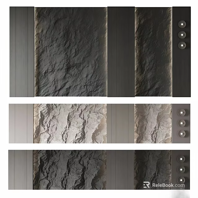 Textured Wall Surfaces With Decorative Side Elements 3d model 