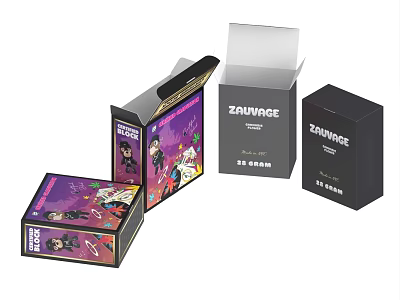 ZAIWAGE Daily Necessities Packaging Boxes with Open Lid and Colorful Black Design 3d model