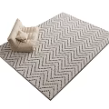 Modern Square Rug With Herringbone Pattern Light Beige Color And Soft Cushion 3d model