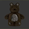 Brown Plush Teddy Bear Doll With Blue Eyes And Light Colored Belly