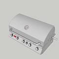 Silver Stainless Steel Outdoor BBQ Grill With Control Knobs And Lid 3d model