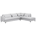 Brown And Light Gray Sectional Sofa Set With Multiple Cushions And Black Slim Legs 3d model