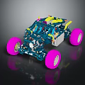 Electric Toy Off Road Buggy With Blue Frame And Pink Wheels Mechanical Design
