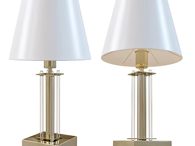 Modern Table Lamps With White Lampshades And Golden Stands For Home Decor 3d model