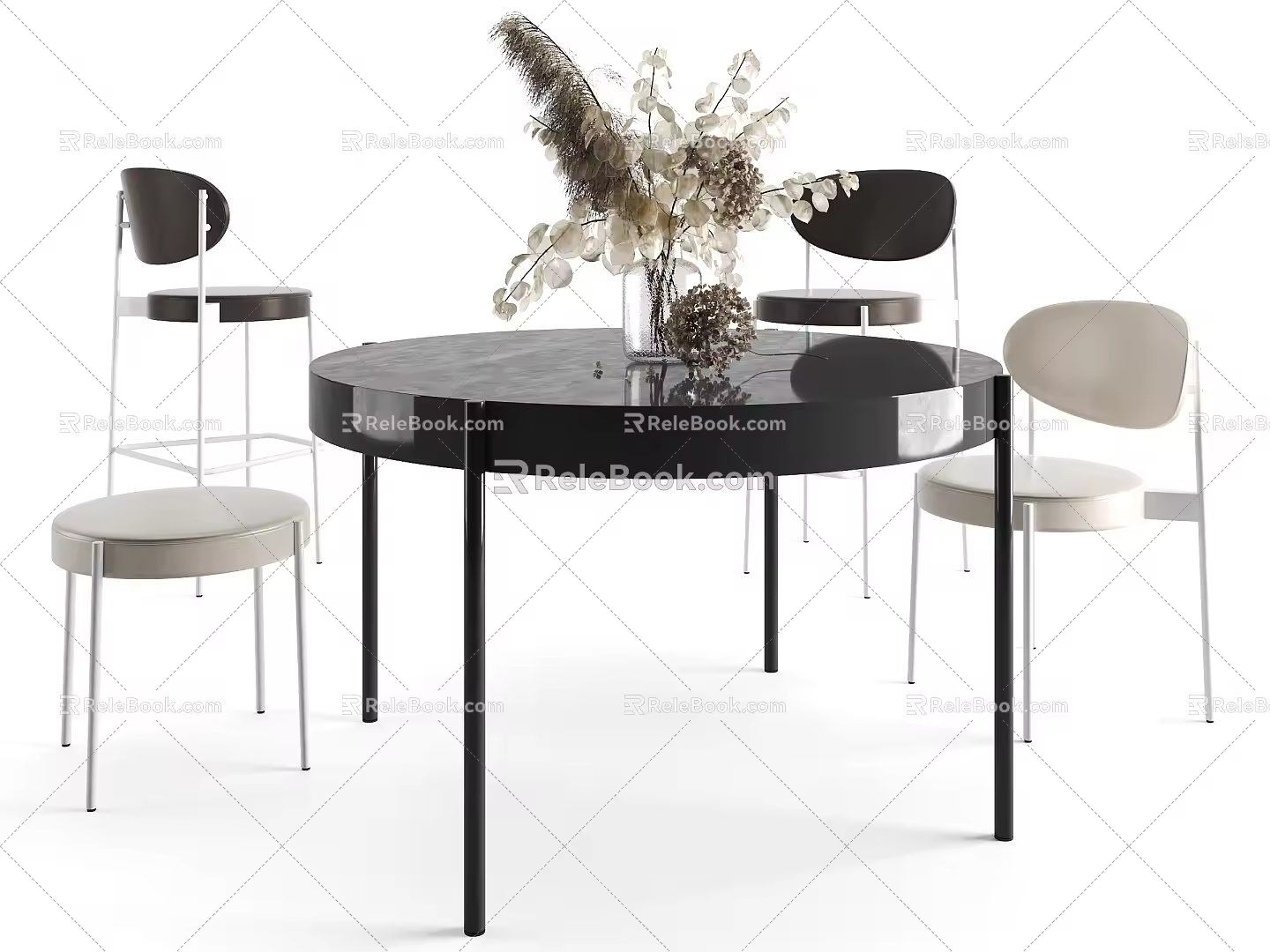 Modern table and chair combination 3d model