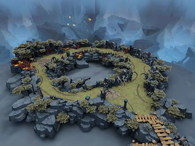 Modern Cartoon Building Hero League game map 3d model