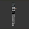 Futuristic Sci Fi Gun With Silver Metallic Body Black Scope And Yellow Red Accents