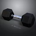 Black Hex Dumbbell With Silver Metal Bar For Home Fitness Training