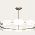 Modern Round Chandelier With Brass Frame And Textured White Glass Shades Elegant Lighting Fixture