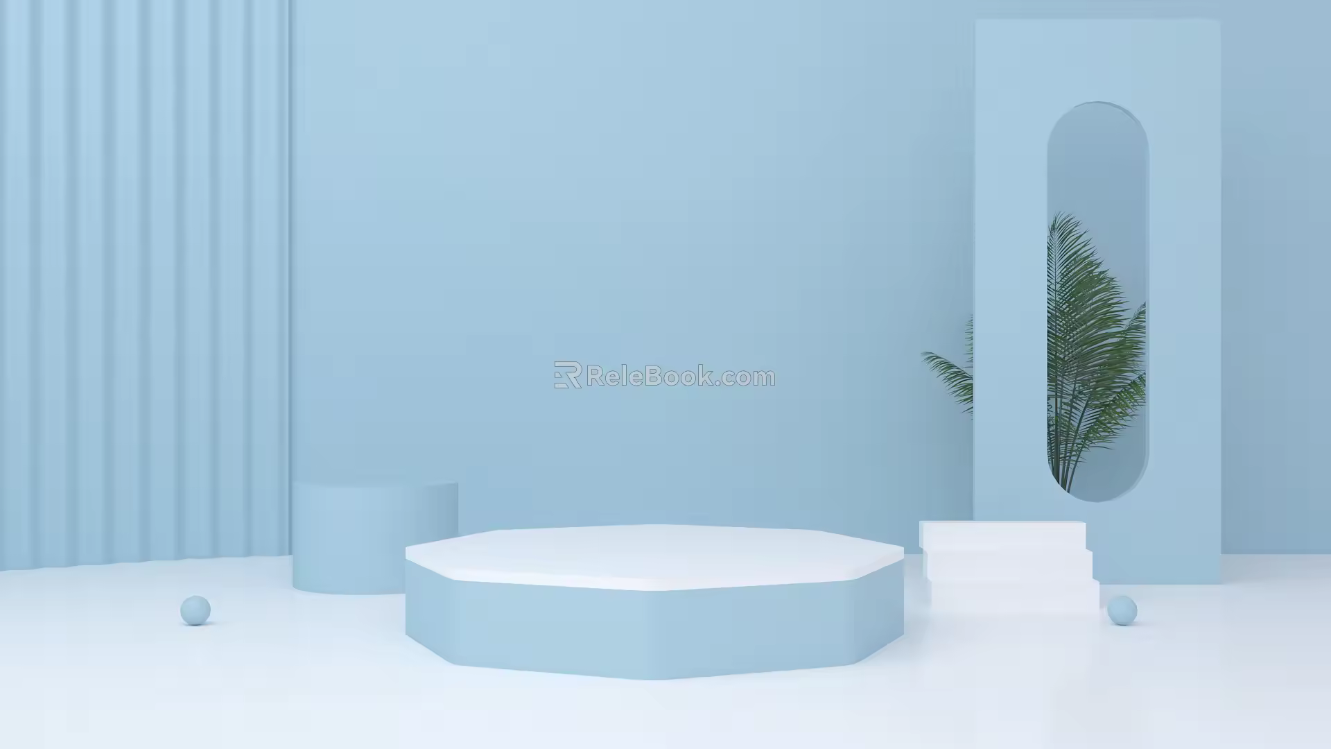 Modern Display Stand Blue Simple 3d model