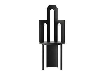 Modern Black Single Chair With Unique Geometric Backrest And Sleek Design 3d model