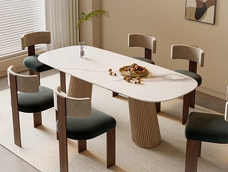 Modern Dining Table and Chair Combination Middle Ancient Dining Table and Chair 3d model