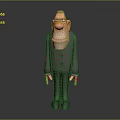 3D Cartoon Male Character Sculpture Carving With Serious Expression In Suits