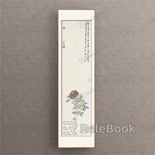 New Chinese plant painting gray porch chrysanthemum model