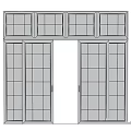 Dark Frame Glass Doors And Windows Featuring Grid Design For Home Interior 3d model