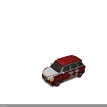 Devil Themed Cartoon Red White Car With Red Horns Diamond Pattern Yellow Blue Headlights
