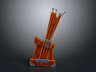 Durable Wooden Knife Block With Multiple Slots And Metal Accents For Kitchen Storage 3d model