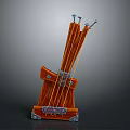Durable Wooden Knife Block With Multiple Slots And Metal Accents For Kitchen Storage