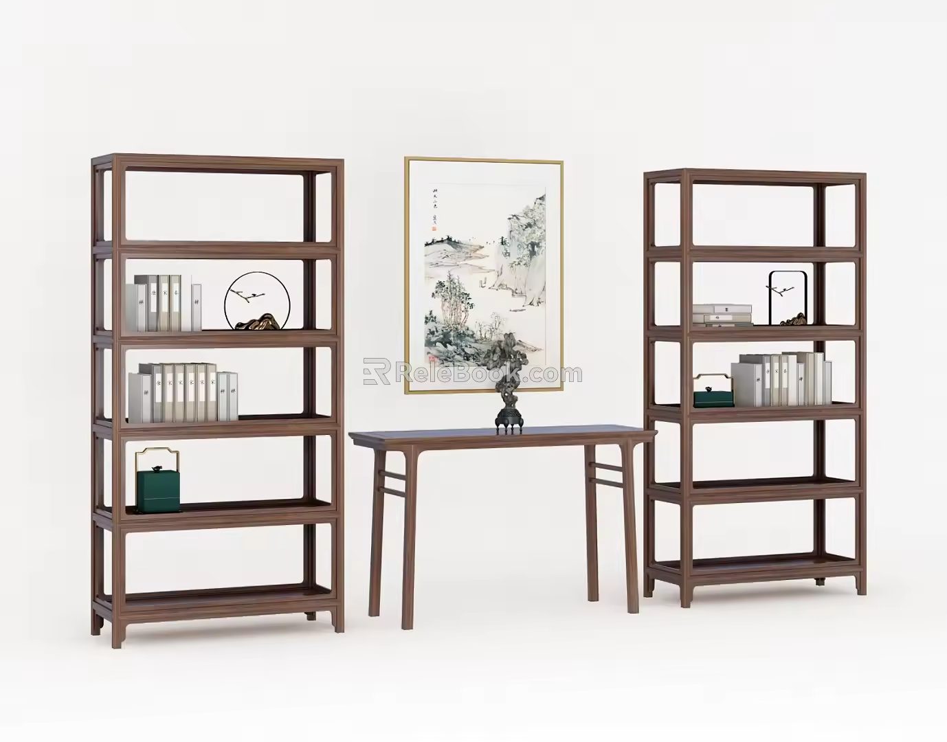 Chinese-style Bookshelf Bookcase Display Rack Geming Furniture 3d model