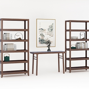 Chinese-style Bookshelf Bookcase Display Rack Geming Furniture 3d model