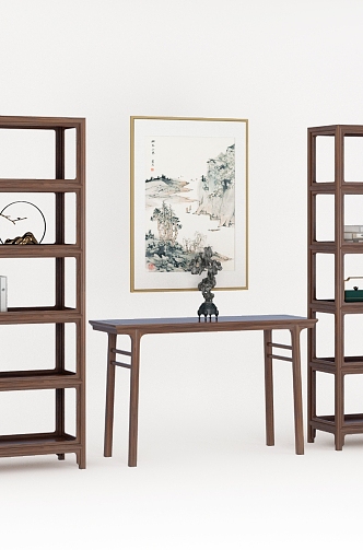 Chinese-style Bookshelf Bookcase Display Rack Geming Furniture 3d model