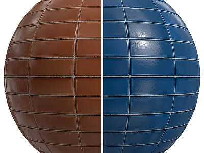 Grid Pattern Components on Sphere Surface with Brown and Blue Color Design 3d model