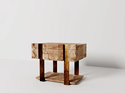 Modern Wooden Bedside Table With Drawer And Stylish Leg Design 3d model