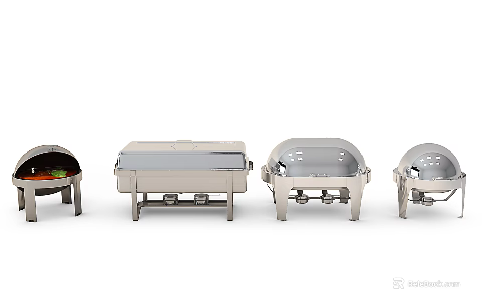 Durable Stainless Steel Tableware Set For Buffet With Various Styles And Covers 3d model 