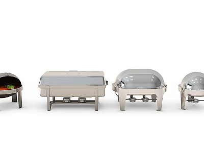 Durable Stainless Steel Tableware Set For Buffet With Various Styles And Covers 3d model