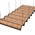 Ceiling bamboo ceiling curved ceiling pendant lamp 3d model