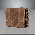 Stylish Brown Leather Bag With Straps Metal Buckles And Red Accent Detail