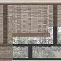 Venetian Blinds on Window Filtering Natural Light with Outdoor Tree View 3d model