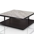 Modern Coffee Table With Marble Top And Dark Lower Shelf Design 3d model
