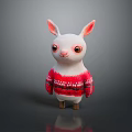 Cute Cartoon Llama Doll In Red Sweater With White Patterns Pink Ears And Orange Eyes