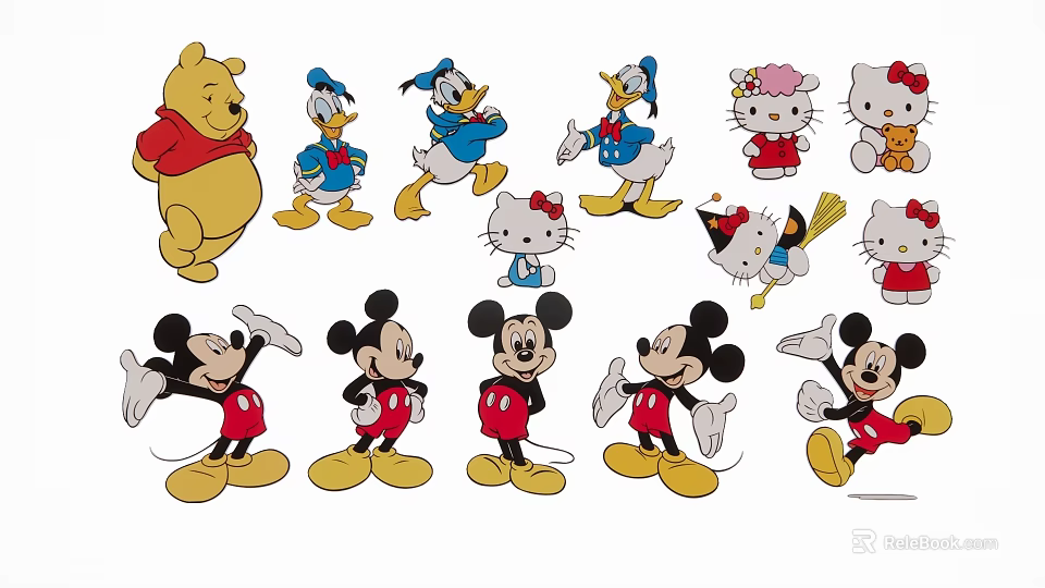 Cartoon Hanging Ornaments with Winnie the Pooh Donald Duck Hello Kitty and Mickey Mouse Characters 3d model 