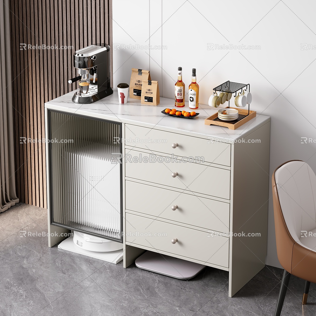 Modern Sideboard Wine Cabinet Coffee Machine 3d model