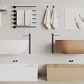 Modern Bathroom Bathtub Collection White Beige Floating Freestanding With Towel Rack Towels Slippers Bath Mat