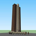 Modern High Rise Building Structure With Base Podium And Blue Sky Background 3d model