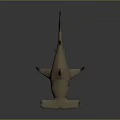 Realistic Brown Shark 3D Model With Fins Tail And Smooth Gray Background Surface 3d model