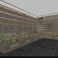 Organized Pharmacy Specialty Store With Shelves Medication Products And Service Counters