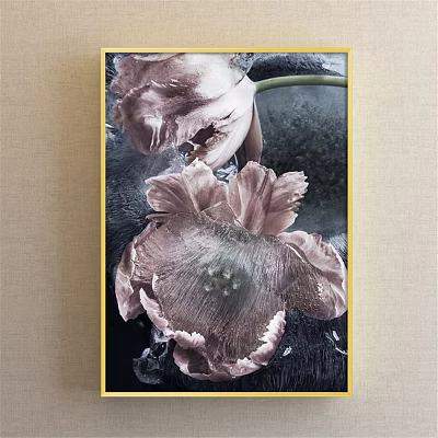 Detailed Plant Painting With Pink Tulip Flowers And Soft Textured Background 3d model