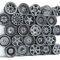 Decorative Wall Decor Made With Arranged Car Wheel Rims For Modern Interior