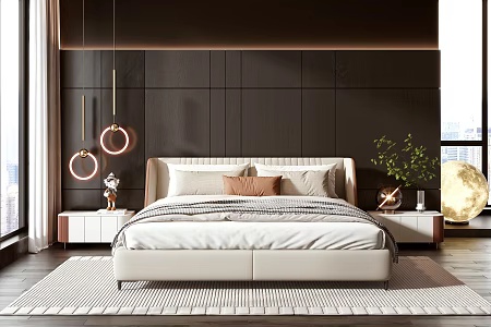 Modern Background Double Bed Double Bed 3d model