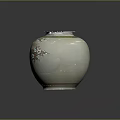 White Ceramic Vase With Plum Blossom Pattern Green Branches And Red Flowers