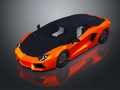 Orange Convertible Sports Car With Sleek Body Black Roof And Alloy Wheels 3d model