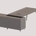 Modern Minimalist Office Desk With Wooden Top Metal Legs And Storage Cabinet