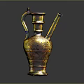 Golden Decorative Pitcher With Intricate Patterns Handle And Spout Design 3d model
